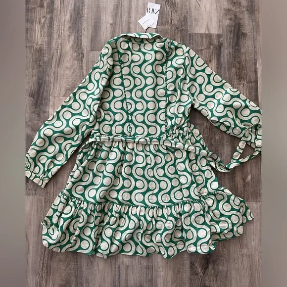 ZARA Green Patterned Women's Dress size XXL - Picture 7 of 7